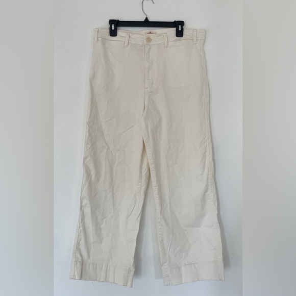 Marine Layer Bridget Slim Wide Leg Crop Pant Antique White Cream - Picture 5 of 8